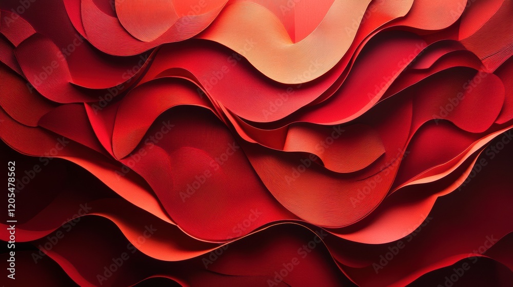 Poster abstract red waves with textured layers in dynamic motion design