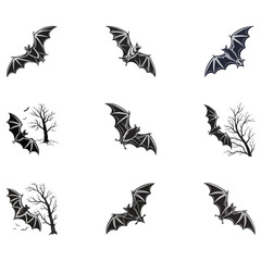 halloween bat silhouette vector art 