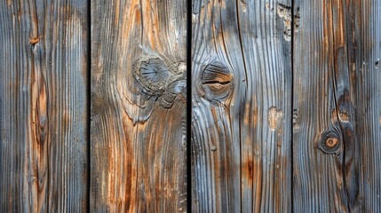 Obraz premium Weathered wooden planks, showing knots and grain patterns.