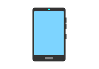 Smartphone con la pantalla encendida en fondo blanco