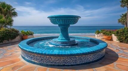 Naklejka premium A blue fountain with a blue base and a blue top