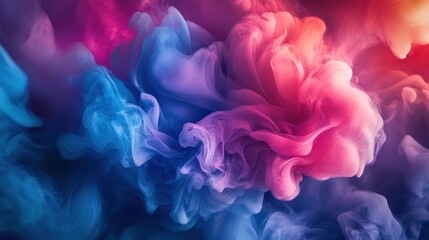 Fototapeta premium Vivid Dynamic Smoke Effect with Pink, Blue, and Red Swirls Creating an Abstract Design
