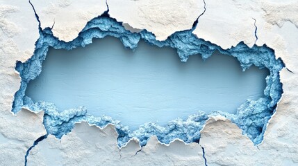 Obraz premium Cracked Wall Reveals Light Blue Underlayer