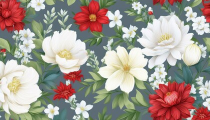 Beautiful roses and garden flowers floral vintage seamless pattern graphic resource