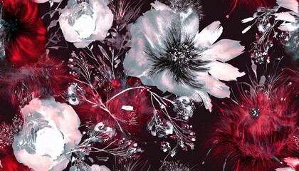 Beautiful roses and garden flowers floral vintage seamless pattern graphic resource