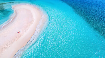 Fototapeta premium Ocean waves, ocean blue water landscape, aerial view