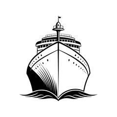 Front View of a Modern Ship Silhouette. Modern Ship