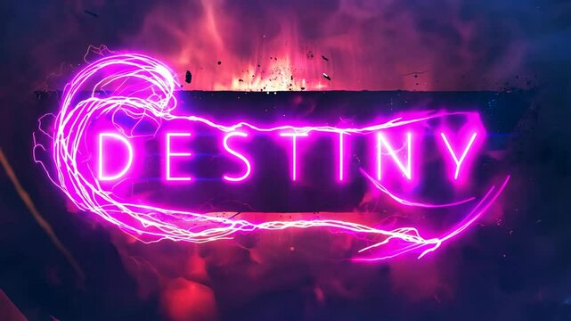 Illuminated inscription &ldquo;Destiny&rdquo; on dark background. Concept of destiny as a set of events and circumstances that are predetermined and influence the life of a person or a people.
