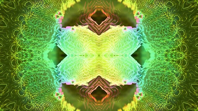 A seamless looping trippy Psytrance or psychedelic visuals animation created by 3D rendering.