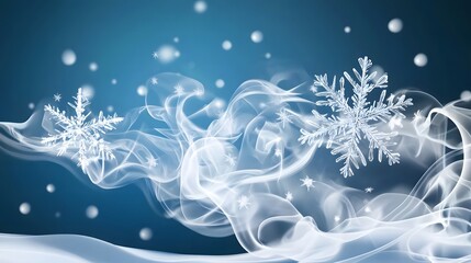 Winter snowflakes swirl smoke abstract background design