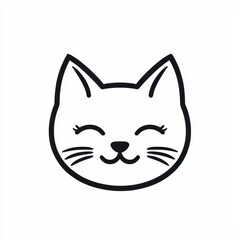 Minimalist black cat icon illustration on a white background, perfect for graphic design projects and artistic expressions of feline love
