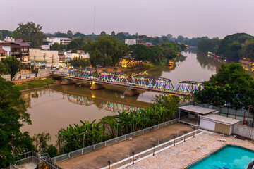 Fototapeta premium January 9, 2025, Iron Bridge over the Ping River, Chiang Mai, Thailand
