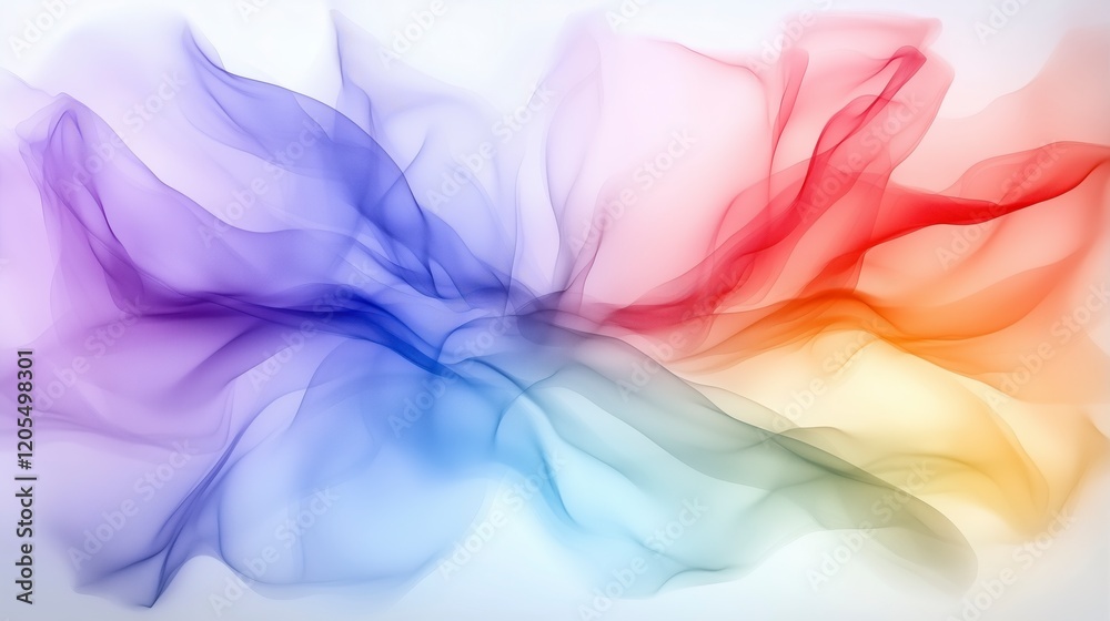 Poster a colorful, flowing piece of fabric with a rainbow pattern. the colors are vibrant and the fabric ap