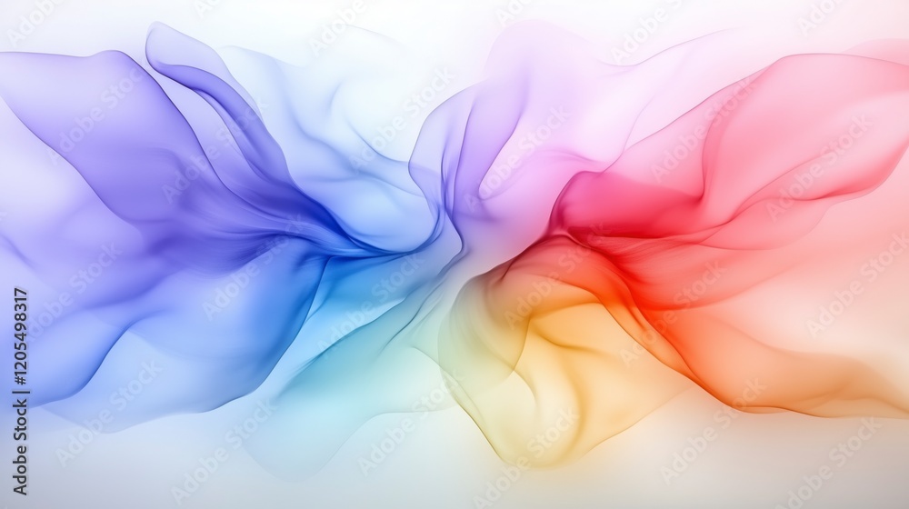Poster a colorful, flowing piece of fabric with a rainbow of colors. the colors are vibrant and bold, creat
