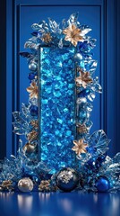 Blue Crystal Ornament Festive Winter Decor
