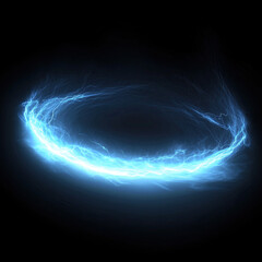 a lightning arc emitting a vibrant blue plasma glow
