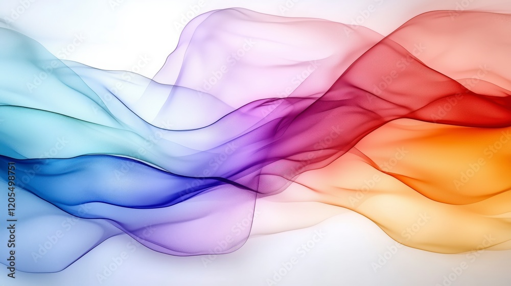 Poster a colorful, flowing line of fabric with a rainbow of colors. the colors are vibrant and bold, creati