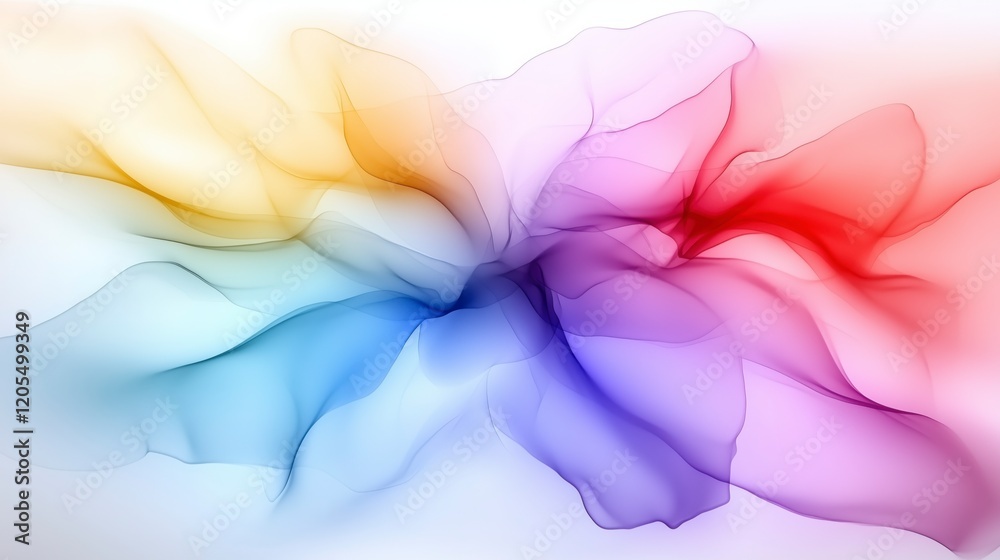 Poster a colorful, flowing piece of art with a rainbow of colors. the colors are vibrant and the lines are 