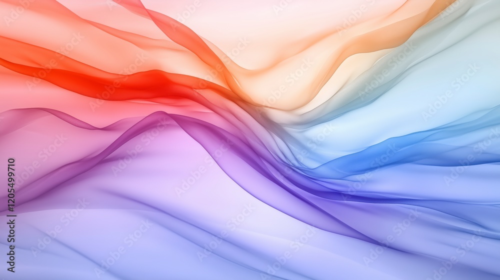 Poster a colorful, flowing piece of fabric with a blue and red stripe. the colors are vibrant and the fabri
