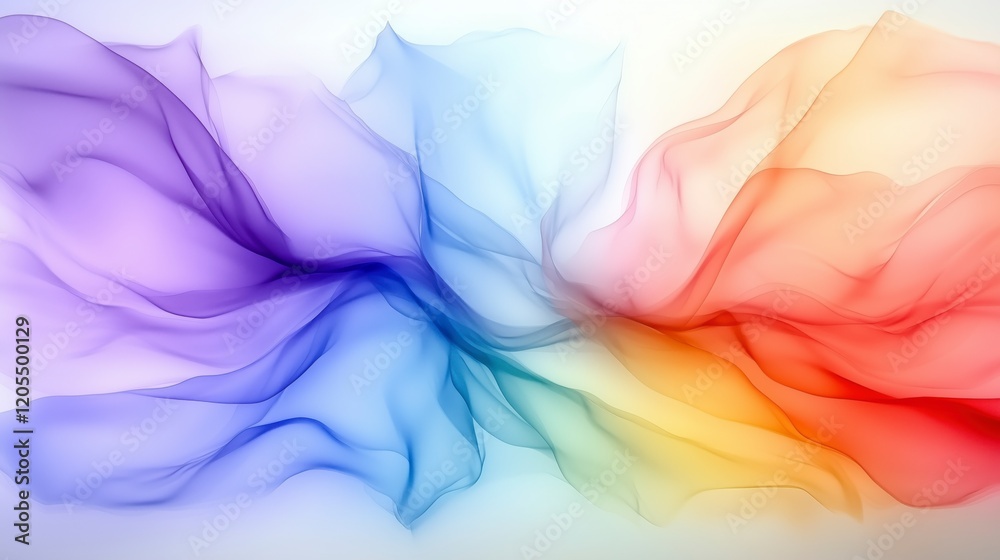 Poster a colorful, flowing piece of fabric with a rainbow pattern. the colors are vibrant and the design is
