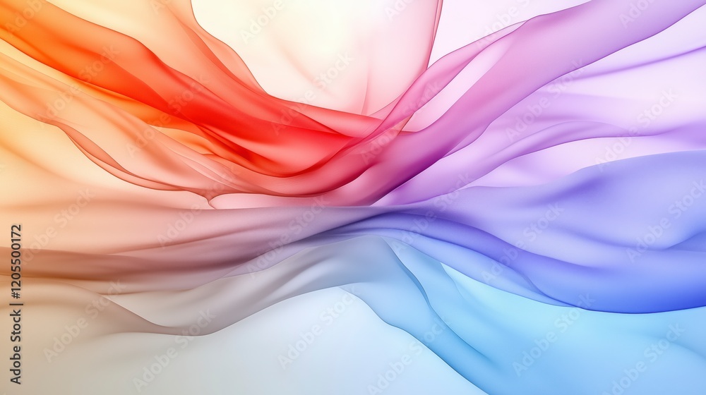 Poster a colorful, flowing piece of fabric with a red and blue stripe. the colors are vibrant and the fabri