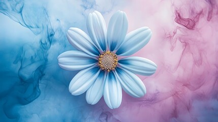 Obraz premium Serene Blue Flower In Pastel Ink Swirls