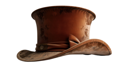 Brown vintage gentleman hat on transparent background