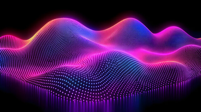 Abstract Neon Pink and Purple Flowing Mesh Waves with 3D Depth