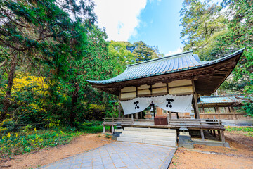 冬の萩城跡　志都岐山神社　山口県萩市　Hagi castle ruins in winter. Shizukiyama Shrine. Yamaguchi Pref, Hagi City.