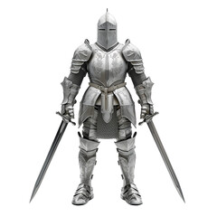 Fototapeta premium Armored Medieval Knight, 3D Rendered Concept Model with Intricate Details, Isolated on Transparent Background