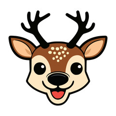 Obraz premium deer head wild animal cartoon character flat color vector illustration template design
