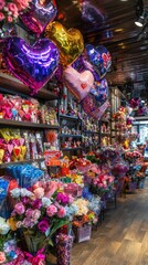 Fototapeta premium Charming valentines day marketplace filled with love and color