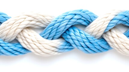 Fototapeta premium Intertwined Blue and White Rope Nautical Texture Knot Cord Twine