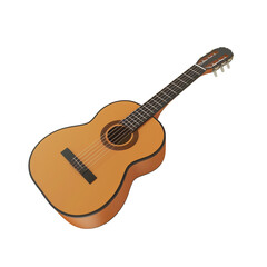 Futuristic Electric Guitar 3D Render with Sleek Design and Metallic Finish Isolated on Transparent Background