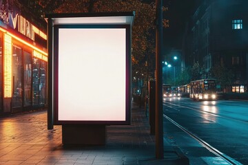 High Definition Picture of Bus Stop Advertising Mockup on City Street