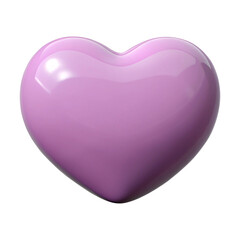 Glossy 3d purple heart isolated on transparent white background, clipping path, PNG
