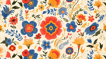 A traditional Mexican flower pattern designed as a vibrant and intricate background for festive occasions.