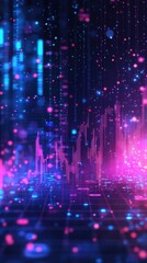 Obraz premium Abstract Digital Data Visualization Neon Lights