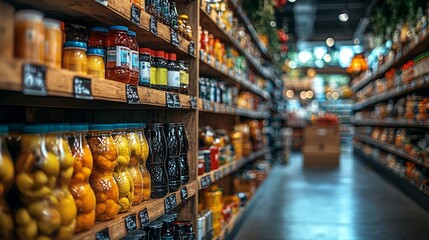 Fototapeta premium Grocery aisle with vibrant fresh produce