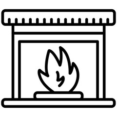 Fireplace Line Icon Style