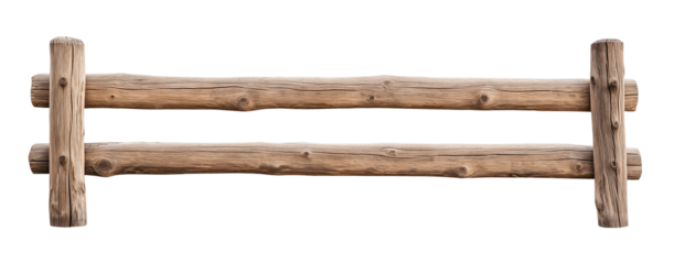 wooden fence, farm yard garden weathered wood fence railing, isolated on transparent background, cutout png