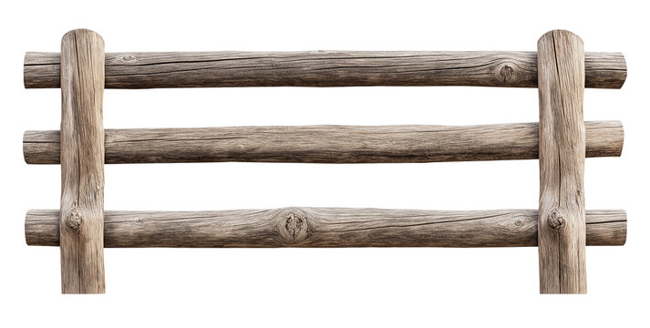 old wooden fence, weathered wood railing, farm yard garden fence, transparent background, cutout png