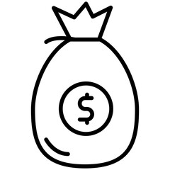 Money Bag Line Icon Style