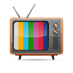Retro TV Illustration with Color Bars &ndash; Vintage Television Vector