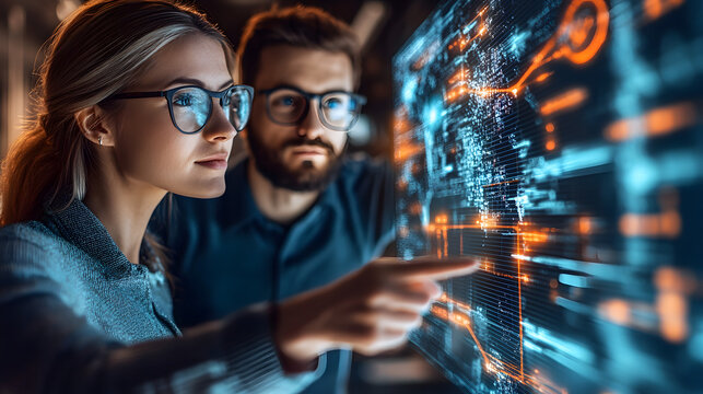 Diverse Team Collaborating on Advanced Holographic Technology in a Futuristic Work Environment