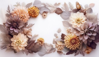 creative beautiful flowers frame isolated on a white background