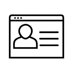 Profile page icon in a simple outline design, simple vector