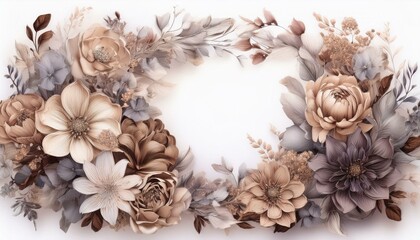 creative beautiful flowers frame isolated on a white background