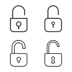 Padlock Set Security Symbol Vector.