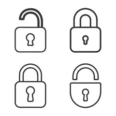 Padlock Set Security Symbol Vector.